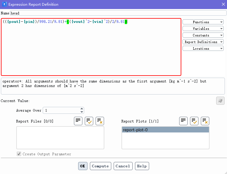 Fluent中监测扬程的公式编辑、无量纲化以及单位变更